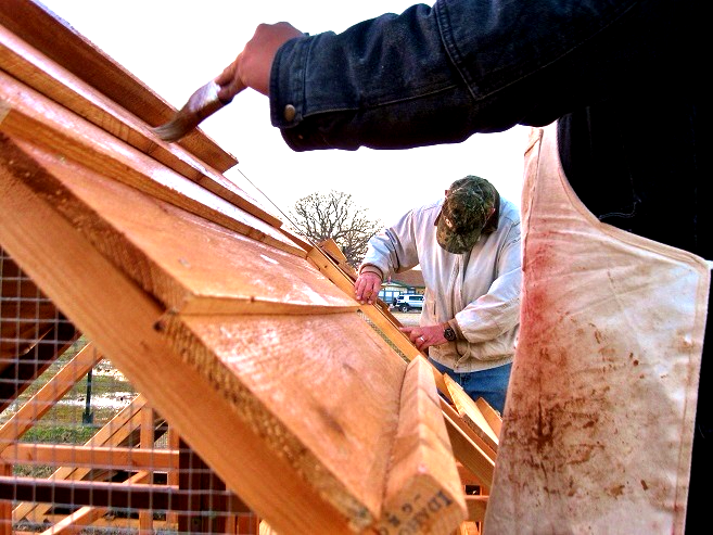 well stained portable hen house